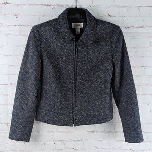 Talbots Blue Heather Zip Up Wool Blazer 2P/XS